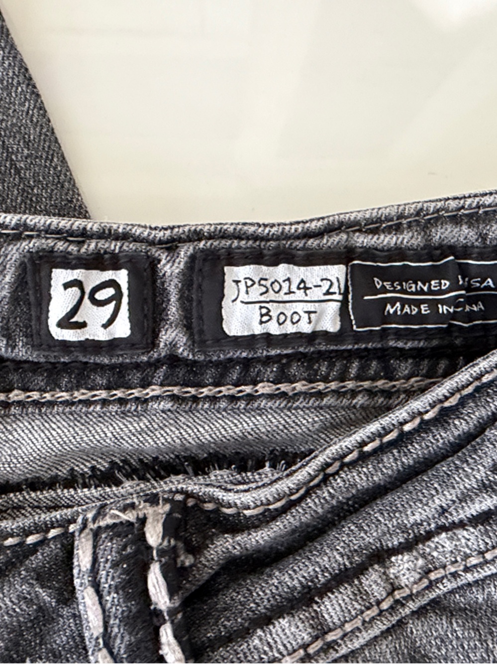 Miss Me Buckle Women's Washed Gray Bootcut Jeans with Contrast Stitching size 29 - Picture 3 of 10
